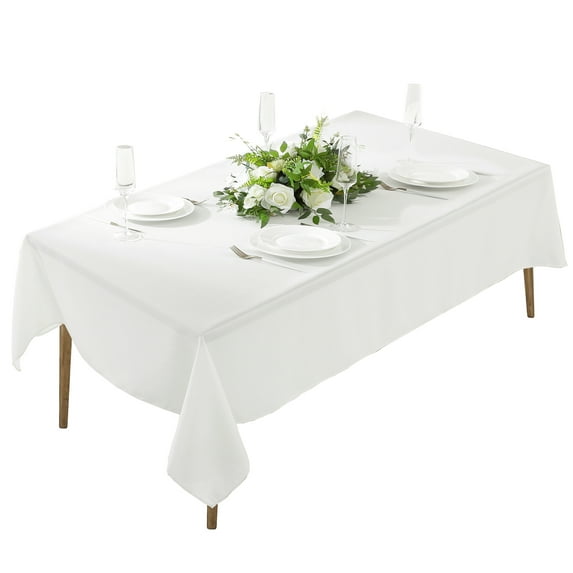 60"x 102" Rectangle Polyester Tablecloth White- 1pc. for Home décor, Weddings, Party events, or Restaurants.