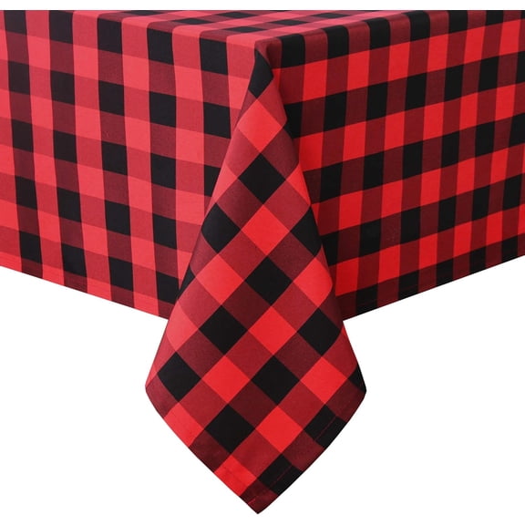 60 x 120 Inch Checkered Tablecloth Rectangle - Stain Resistant, Spillproof and Washable Gingham Table Cloth for Outdoor Picnic, Kitchen and Holiday Dinner, Black and White