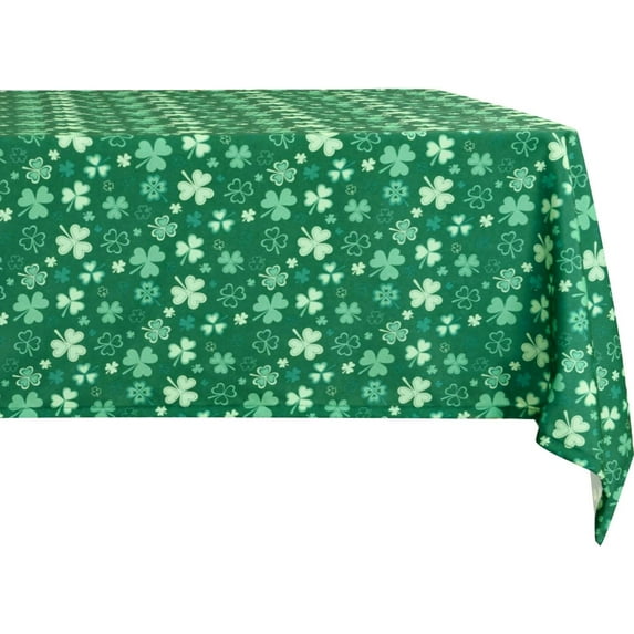 60 x 120 Inch St Patrick''s Day & Spring Rectangle Tablecloth - Shamrock Patterned Waterproof Spillproof Stain Resistant Washable Table Cloth for Dining Room Kitchen Party, Green Clover