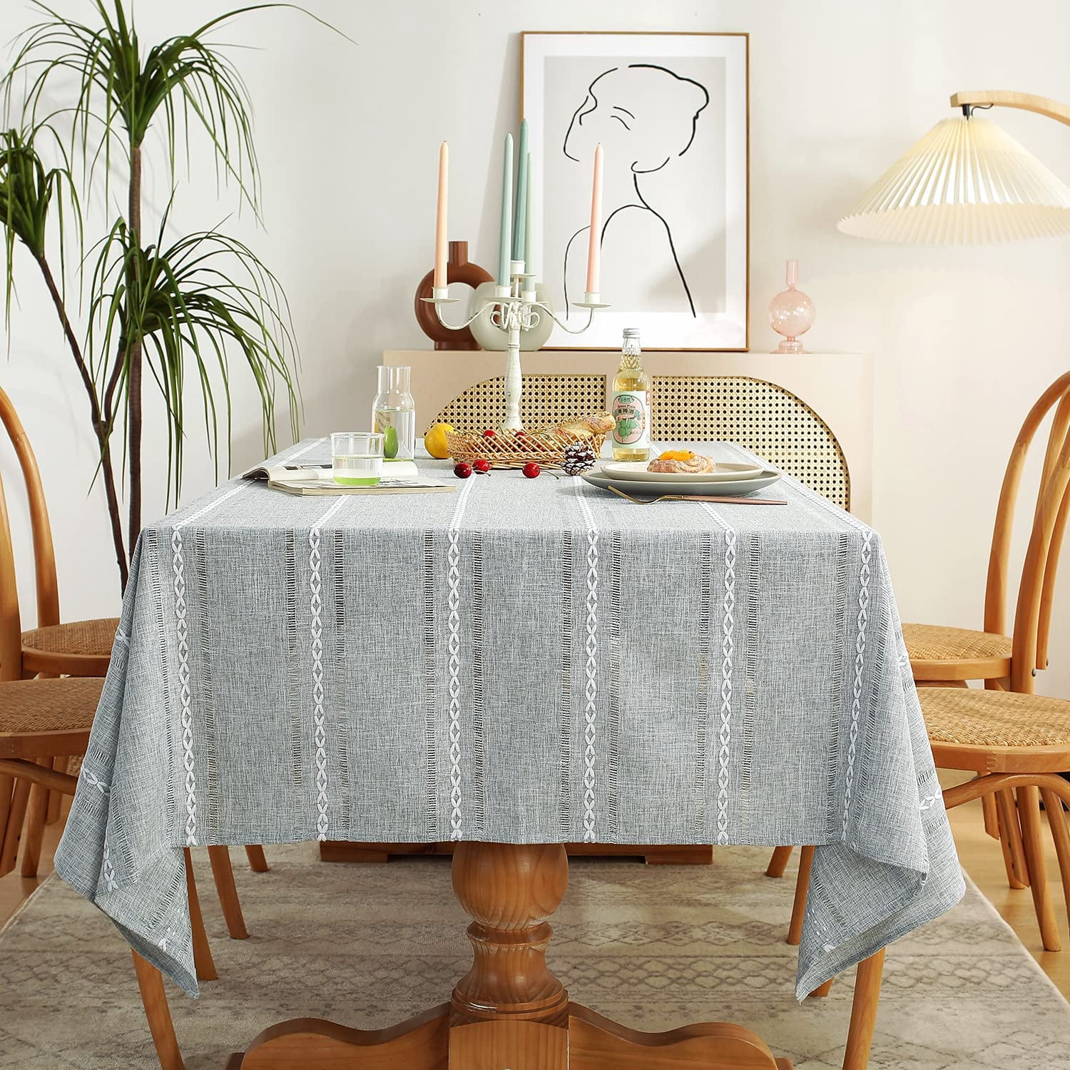 60 x 120 inches Farmhouse Style Linen tablecloths, Wrinkle Resistant ...