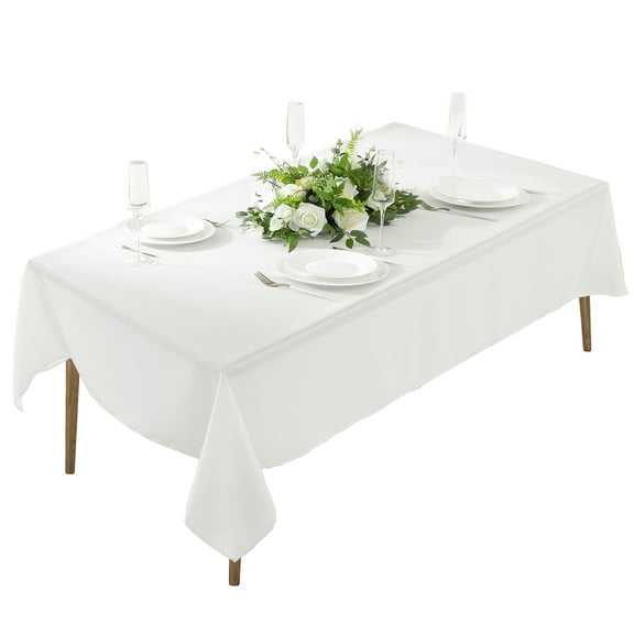 60"x 126" Rectangle Polyester Tablecloth White- 1pc. for Home décor, Weddings, Party events, or Restaurants.