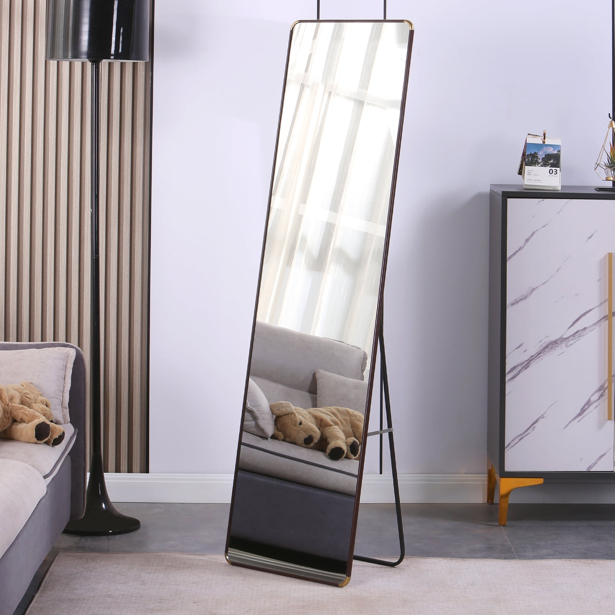 60"x 16.5" Full Length Mirror, Wall Mirror,Full Body Standing Mirror Floor Mirrors,Bathroom Makeup Mirror,Dark Brown