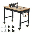 60" x 22" Adjustable Workbench 2000 Lbs Capacity, Rubber Wood Table