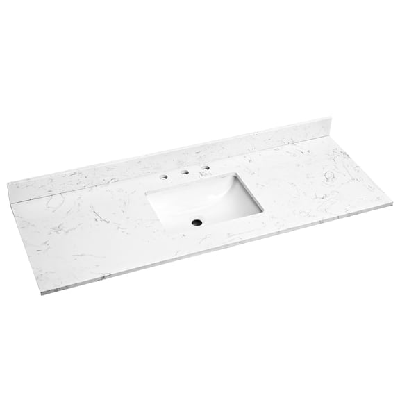 60"x 22" Bathroom Stone Surface With Rectangular Undermount Sink - Bath Upgrade Vanity Top And Backsplash Elegant