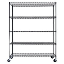 60" x 24" x 72" Black 5-Tier Wire Shelving NSF 3000 LBS Max Capacity Heavy Duty Steel Storage Rack for Commercial, Residential, Warehouse, Industrial, and Hospital Uses (Includes Casters)