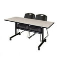 thumbnail image 1 of 60" x 24" Flip Top Mobile Training Table w/ Divider- Maple & 2 Stack Chairs, 1 of 13