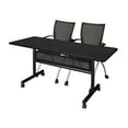 thumbnail image 1 of 60" x 24" Flip Top Mobile Training Table with Modesty Panel- Mocha Walnut and 2 Apprentice Nesting Chairs, 1 of 8