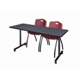 thumbnail image 1 of Regency Kobe 60 x 24 in. Mobile T-Base Training Table- Grey, 2 M Stack Chairs- Burgundy, 1 of 8