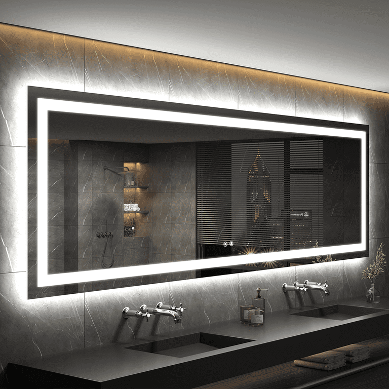 60 x 24 LED Mirror for Bathroom with Anti Fog Wall Vanity Mirror with Dimmable Backlit Front Lights