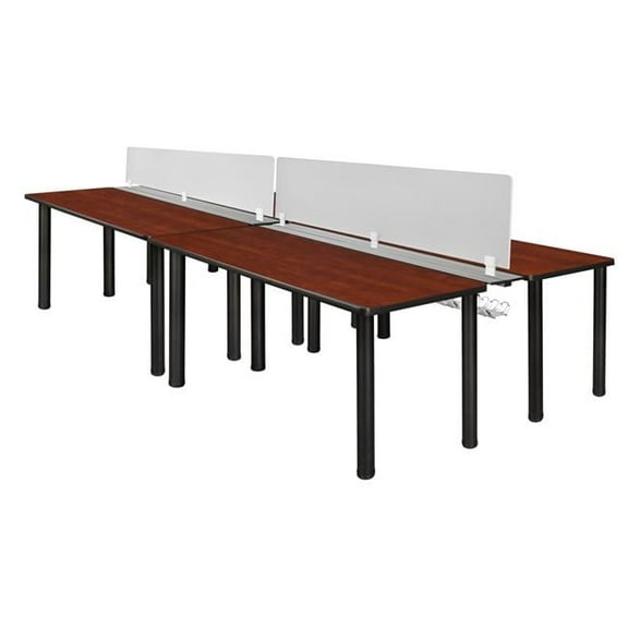 60 x 24 in. Kee Benching System with Privacy Divider, Cherry & Black