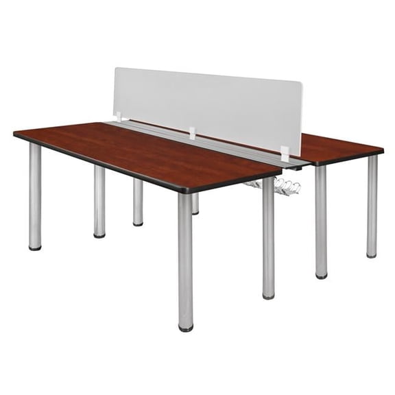 60 x 24 in. Kee Benching System with Privacy Divider, Cherry & Chrome