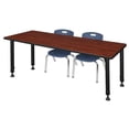 thumbnail image 1 of 60 x 24 in. Kee Height Adjustable Classroom Table, Cherry & 2 Andy 12 in. Stack Chairs - Navy Blue, 1 of 1