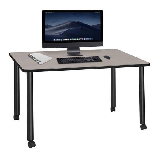 60 x 24 in. Kee Mobile Desk with Maple Top, Black Legs
