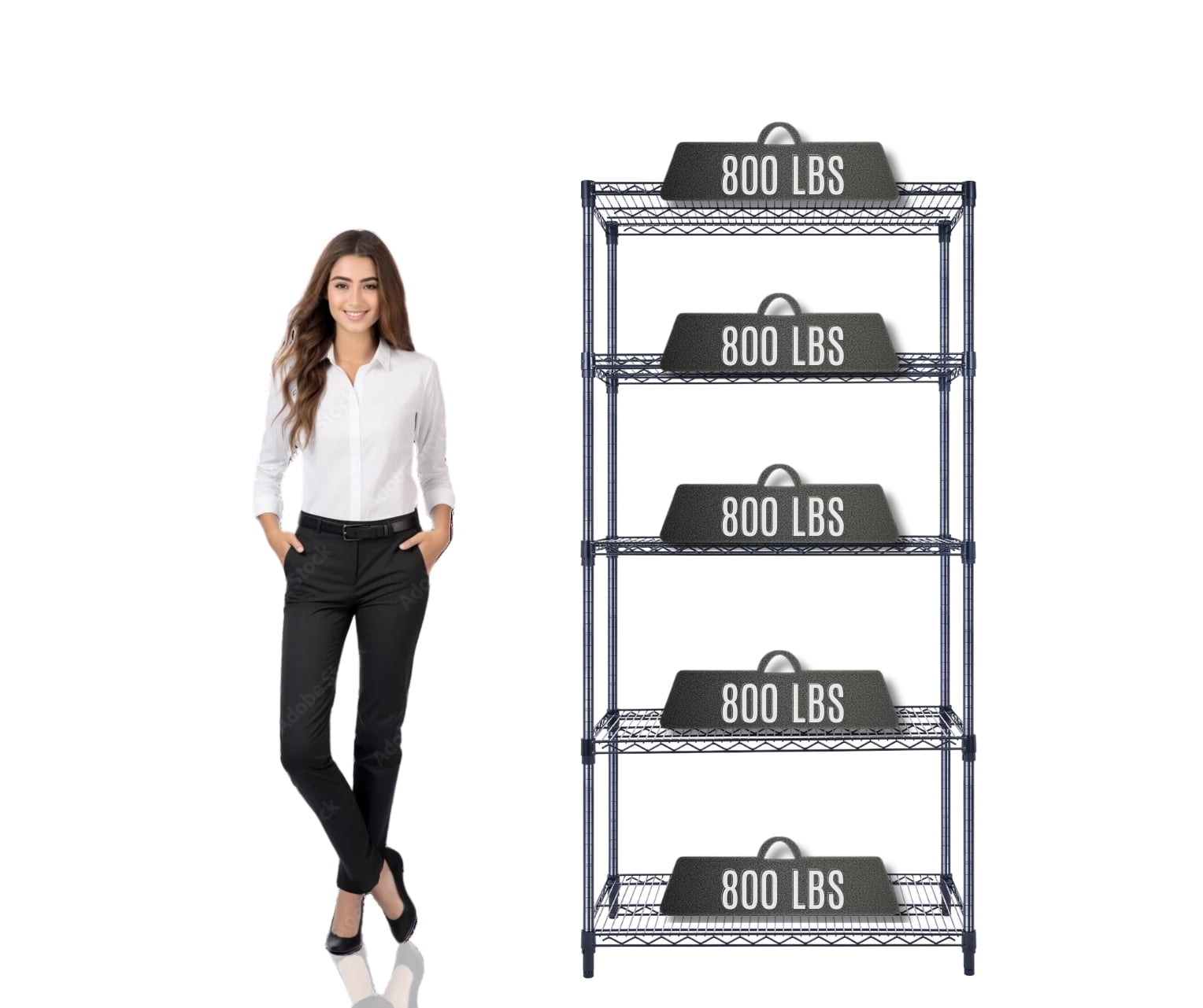 Prime Heavy Duty 4-Tier Wire Shelving Rack - 60"W X 24"D X 72"H, 2400 Lb Capacity, Chrome With Wheels