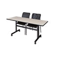thumbnail image 1 of 60" x 30" Flip Top Mobile Training Table- Maple and 2 Mario Stack Chairs- Black, 1 of 11
