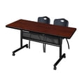 thumbnail image 1 of Regency Kobe 60 x 30 in. Flip-Top Privacy Nesting Table- Cherry, 2 M Stack Chairs- Black, 1 of 8