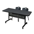 thumbnail image 1 of Regency Kobe 60 x 30 in. Flip-Top Privacy Nesting Table- Grey, 2 M Stack Chairs- Black, 1 of 7