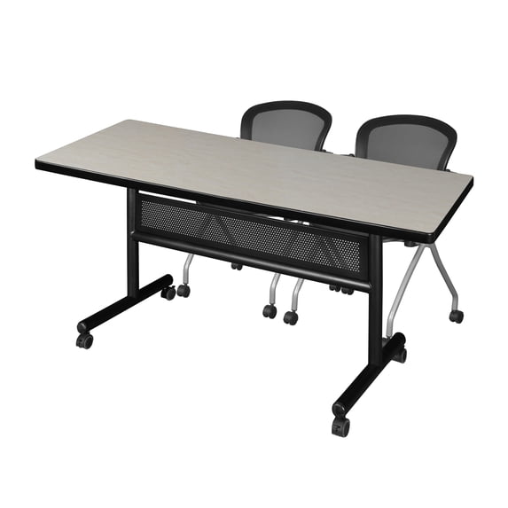 Regency Kobe 60 x 30 in. Flip-Top Privacy Nesting Table- Maple, 2 Cadence Nesting Chairs