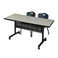 thumbnail image 1 of Regency Kobe 60 x 30 in. Flip-Top Privacy Nesting Table- Maple, 2 M Stack Chairs- Black, 1 of 8