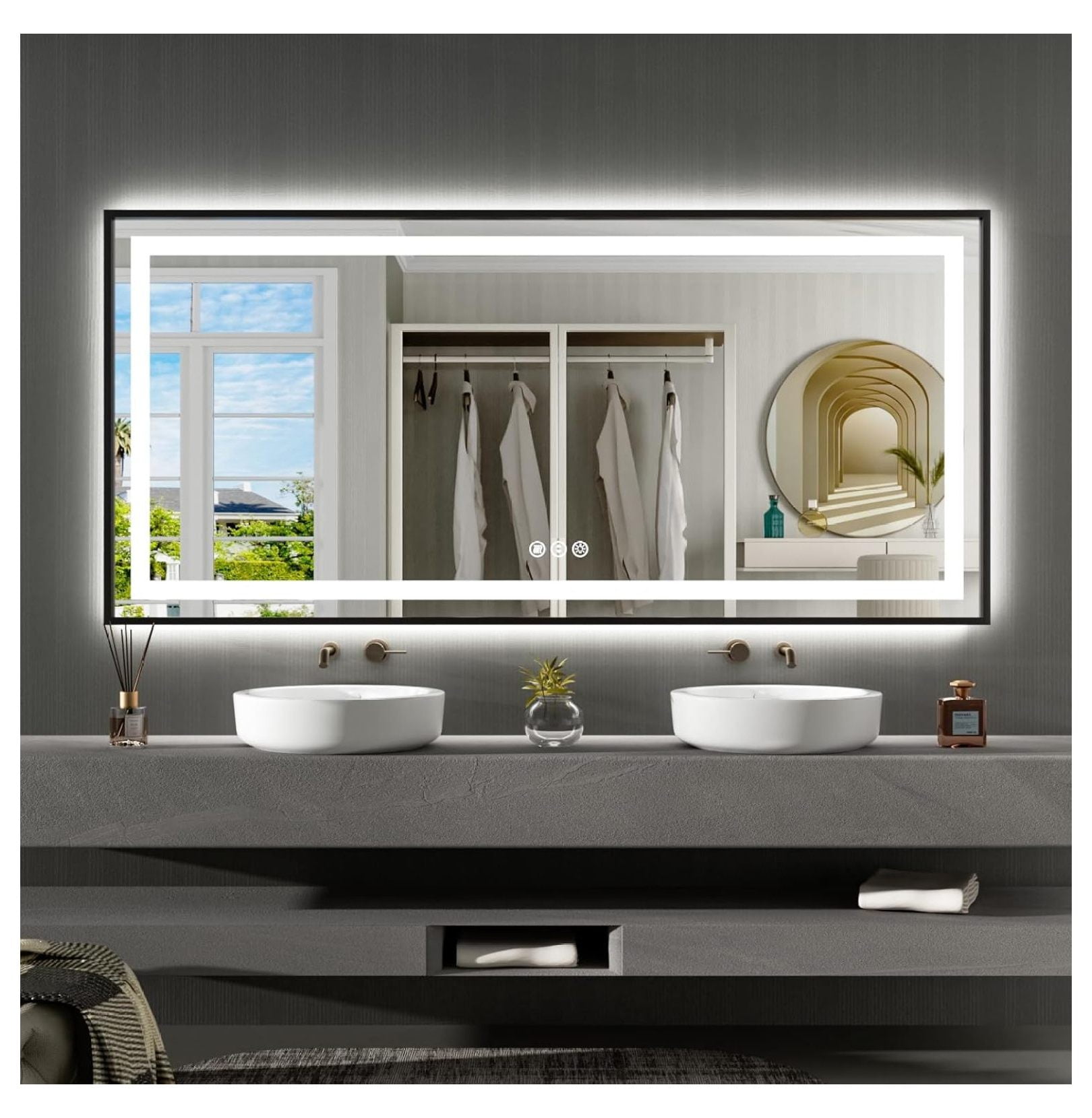 LED Bathroom Mirror With Lights - Anti-Fog, Dimmable, Front & Back Lit, Shatterproof (60x30") - View #11