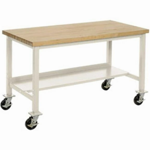 60 x 30 ft. Mobile Workbench - Maple Butcher Block Square Edge - Tan