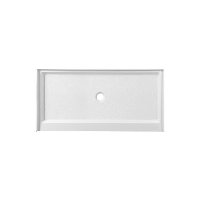 Glossy White 60'' Rectangular Acrylic Shower Base with Right Drain