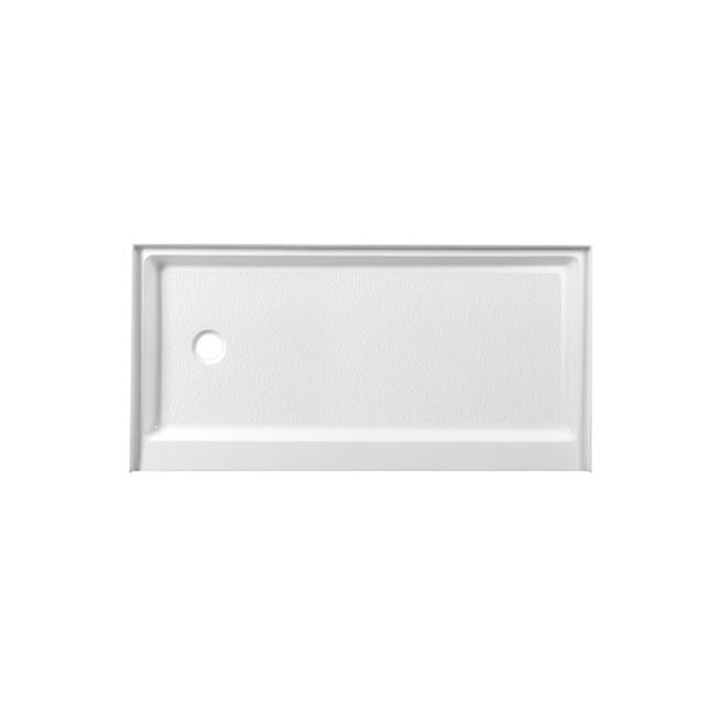 Glossy White 60'' Rectangular Acrylic Shower Base with Right Drain