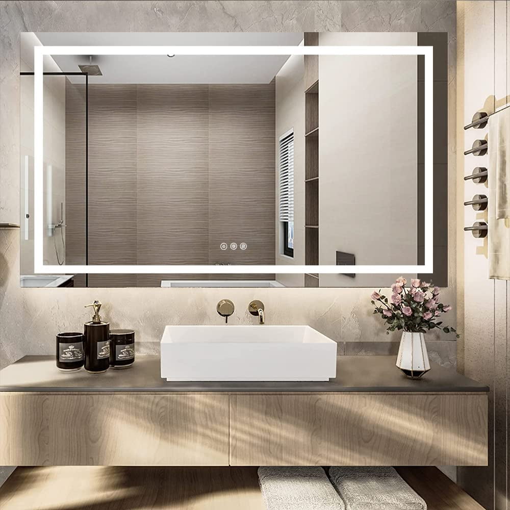 60"x 36" Rectangular Backlit Bathroom Lighted Mirror LED Mirror Anti ...