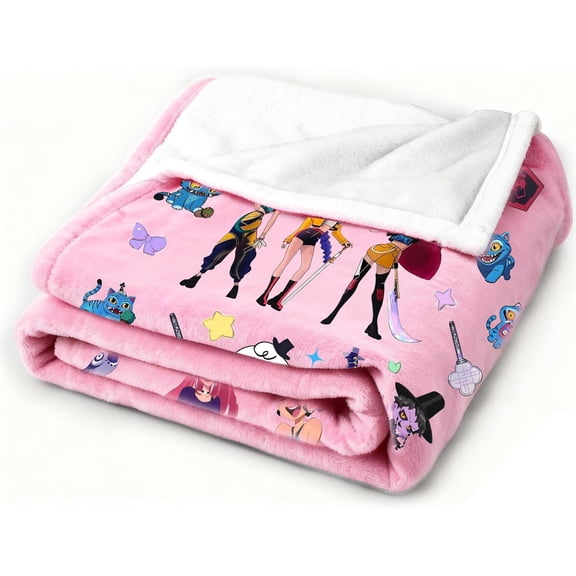 60" x 40" Throw Blanket, Movie Themed Room Decor Korean Pop Music Idol Inspired Throw Blanket Cozy Anime Gamer Blanket for Girls Daughter