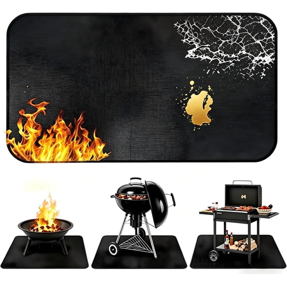 60 x 40 inch Firepit Mat for Outdoor Grill, Fireproof Mats for Under Reusable Oil-Proof Waterproof Repalce BBQ Pad for Deck Patio Grass Fire Pit Accessories for Outside