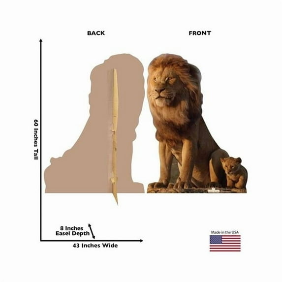 60 x 43 in. King Mufasa & Young Simba Cardboard Cutout, Disney - The Lion King Live Action