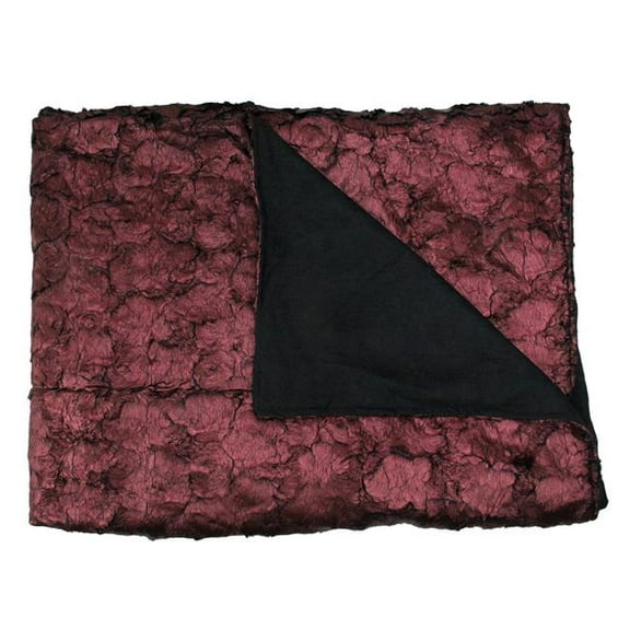60 x 50 in. Burgundy Plush & Velvety Faux Fur Throw Blanket