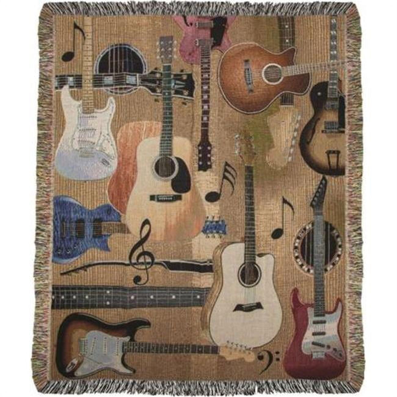 Guitar Collage Cotton Tapestry Throw Blanket, 50" x 60"
