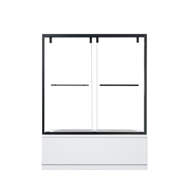 60" Matte Black Double Sliding Framed Glass Tub Door