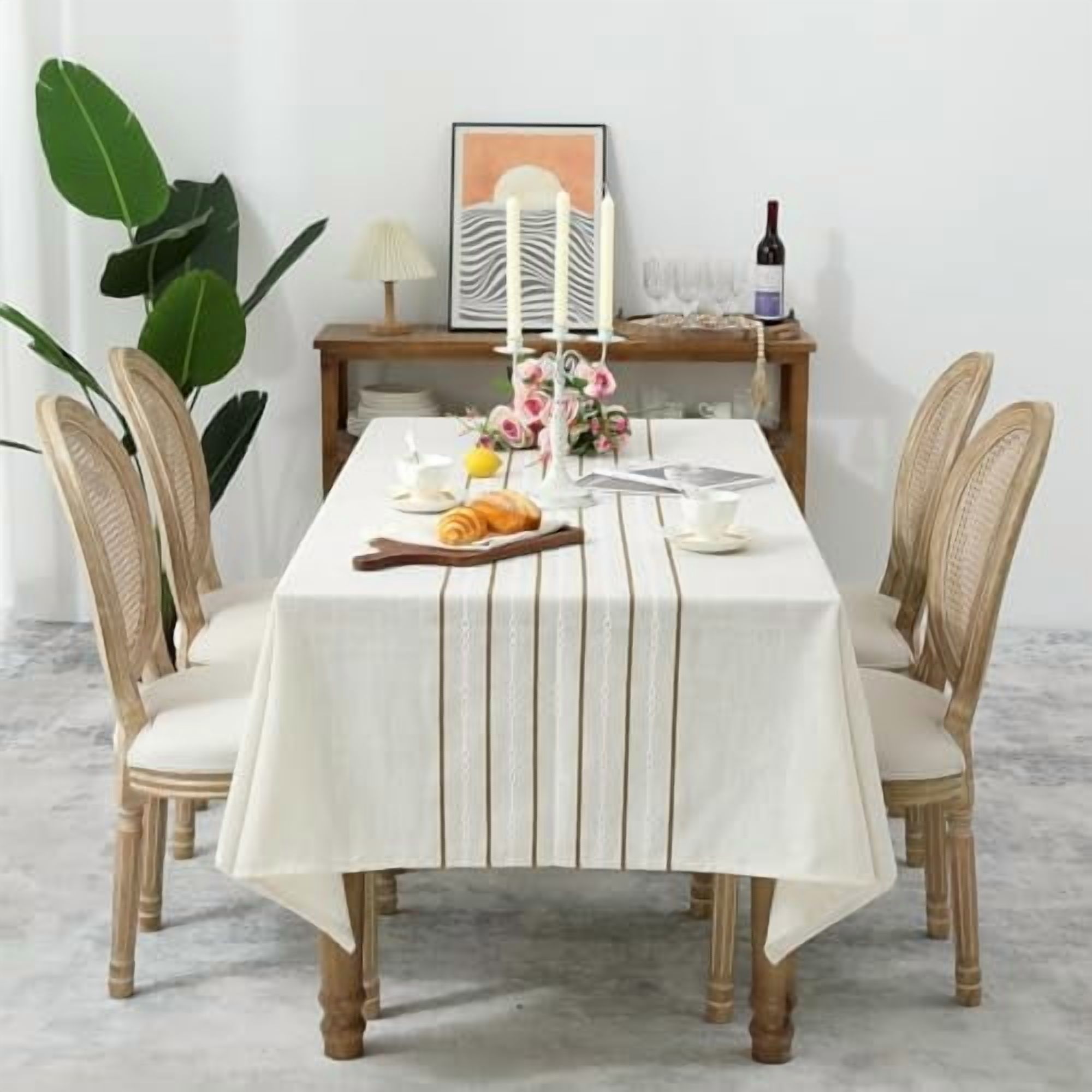 60 x 60 inches Farmhouse Style Linen tablecloths, Wrinkle Resistant ...