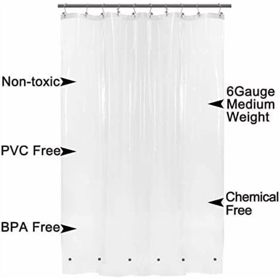 60 x 72 Inches Shower Curtain Liner with 6 Weighted Magnets, Heavy Duty PEVA, 10 Grommet Holes, Waterproof, PVC Free, Clear, 60x72