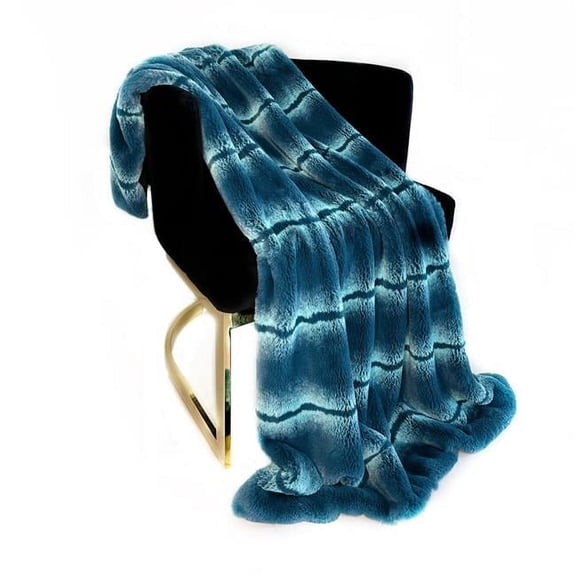 60 x 72 in. Fluffy Fields Faux Fur Luxury Throw Blanket, Teal