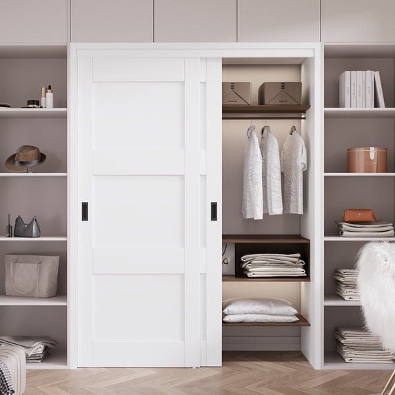 60" x 80" 3-Lite Space-Saving Pantry Closet Sliding Doors With Hardware