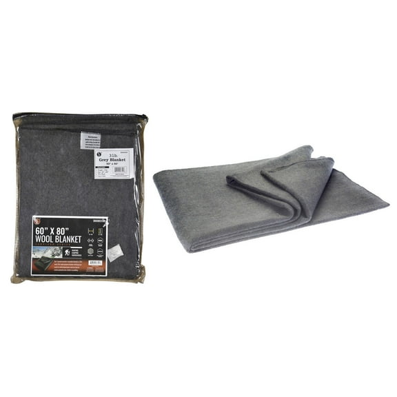60" x 80"/ 3lb Gray Wool Blanket (60-70% Wool) in Zippered Case