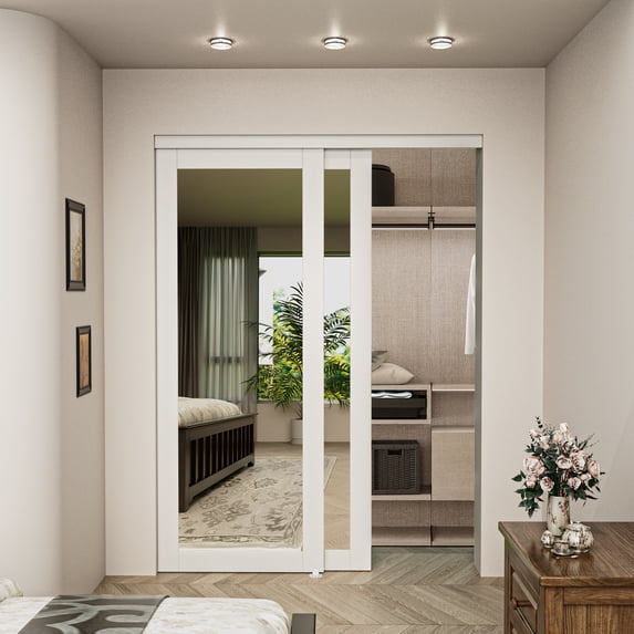 60" x 80" Mirrored Closet Sliding Doors with Hardware Kit