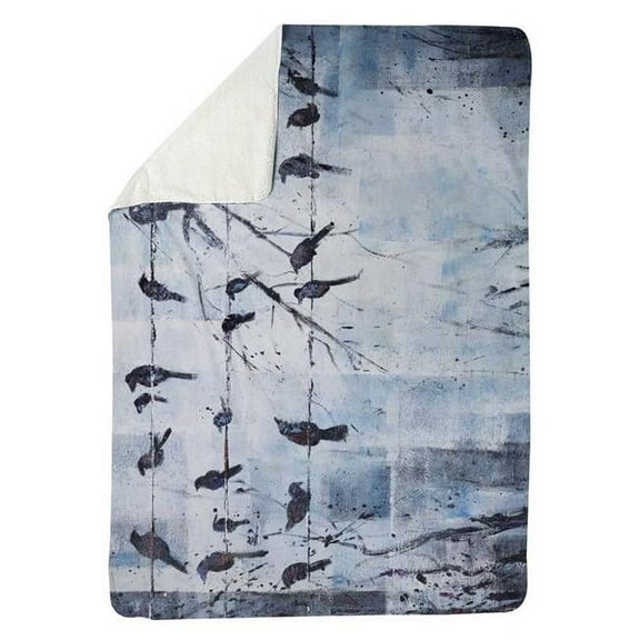 60 x 80 in. Abstract Birds on Electric Wire-Sherpa Fleece Blanket
