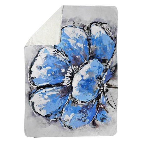 60 x 80 in. Abstract Blue Petals-Sherpa Fleece Blanket