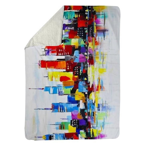 60 x 80 in. Abstract & Colorful City-Sherpa Fleece Blanket