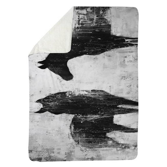 60 x 80 in. Black & White Horses-Sherpa Fleece Blanket
