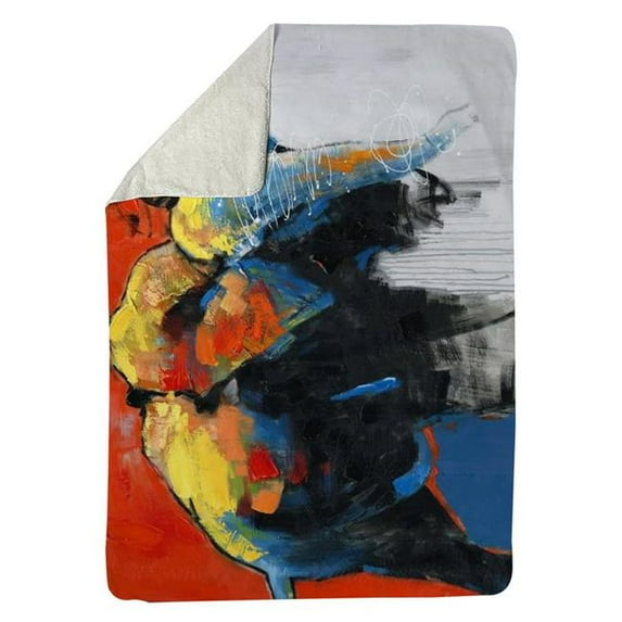 60 x 80 in. Colorful Abstract Moving Elephant-Sherpa Fleece Blanket