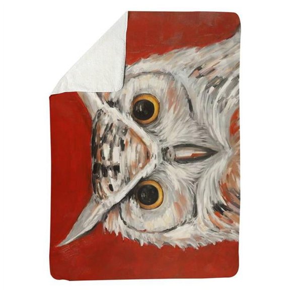 60 x 80 in. Colorful Eagle Owl-Sherpa Fleece Blanket