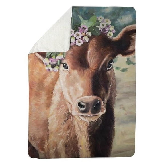 60 x 80 in. Cute Jersey Cow-Sherpa Fleece Blanket