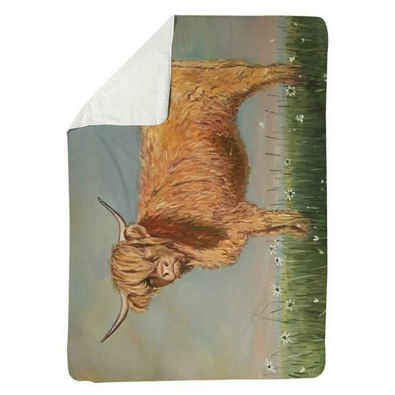 60 x 80 in. Daisy The Highland Cow-Sherpa Fleece Blanket