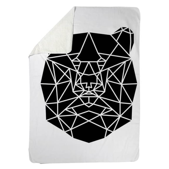 60 x 80 in. Geometric Bear Head-Sherpa Fleece Blanket