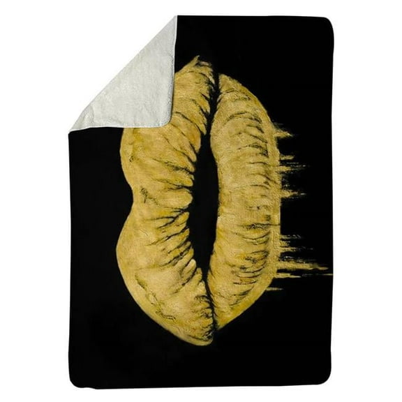 60 x 80 in. Golden Lips-Sherpa Fleece Blanket